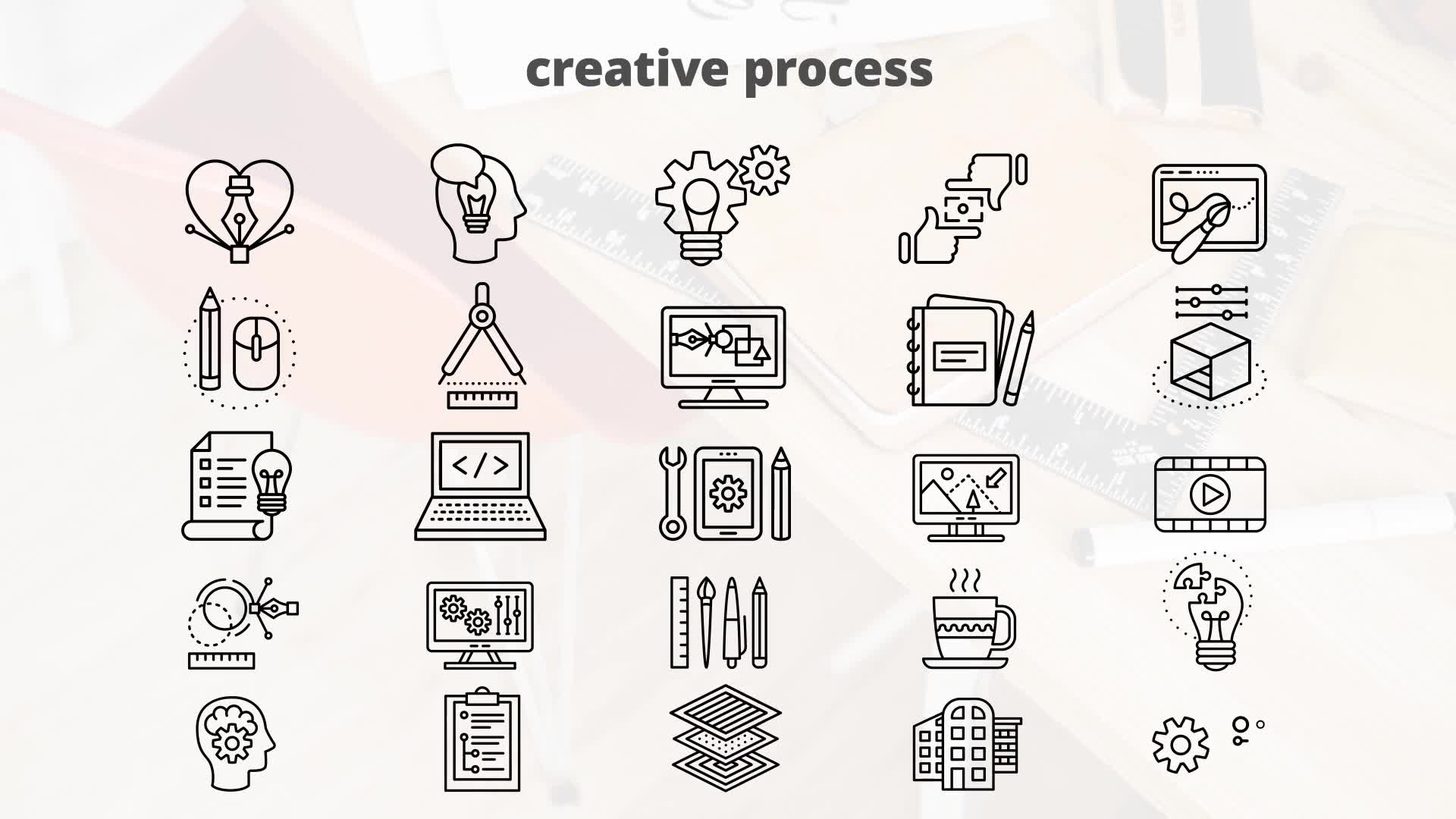 Creative Process – Thin Line Icons Videohive 23595687 After Effects Image 9