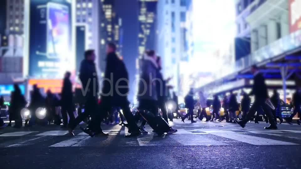 Crowd of People Walking on Busy City Street at Rush Hour Traffic  Videohive 20872678 Stock Footage Image 1