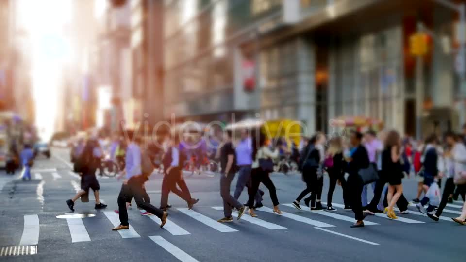 Crowd of People Walking on Busy City Street at Rush Hour Traffic  Videohive 20872689 Stock Footage Image 1