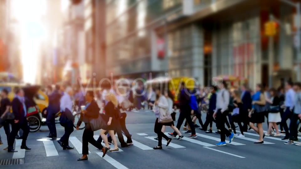 Crowd of People Walking on Busy City Street at Rush Hour Traffic  Videohive 20872689 Stock Footage Image 4