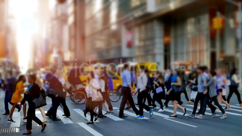 Crowd of People Walking on Busy City Street at Rush Hour Traffic  Videohive 20872689 Stock Footage Image 5