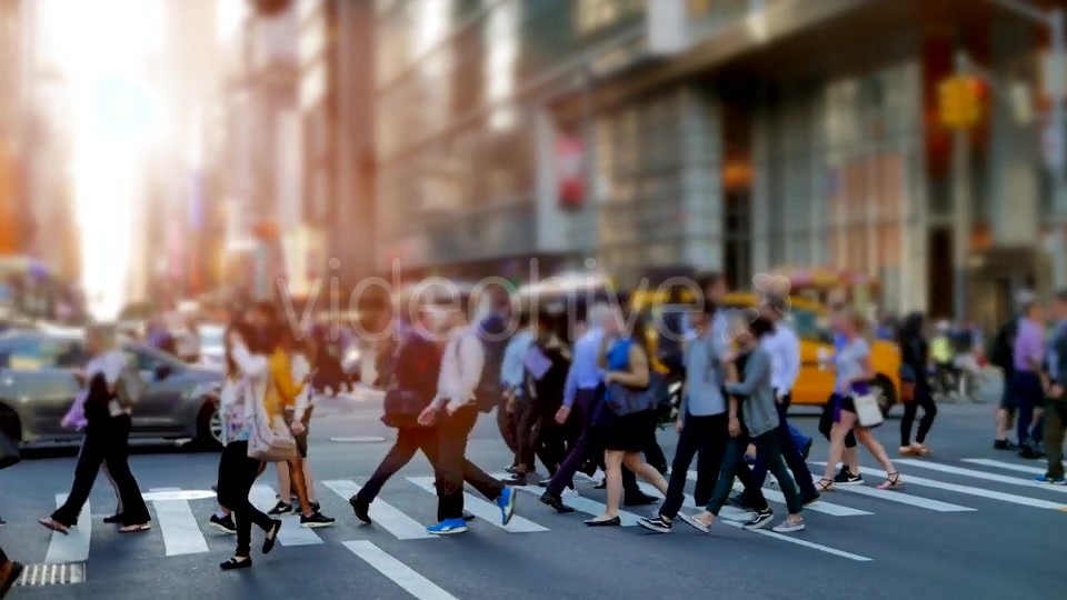 Crowd of People Walking on Busy City Street at Rush Hour Traffic  Videohive 20872689 Stock Footage Image 6