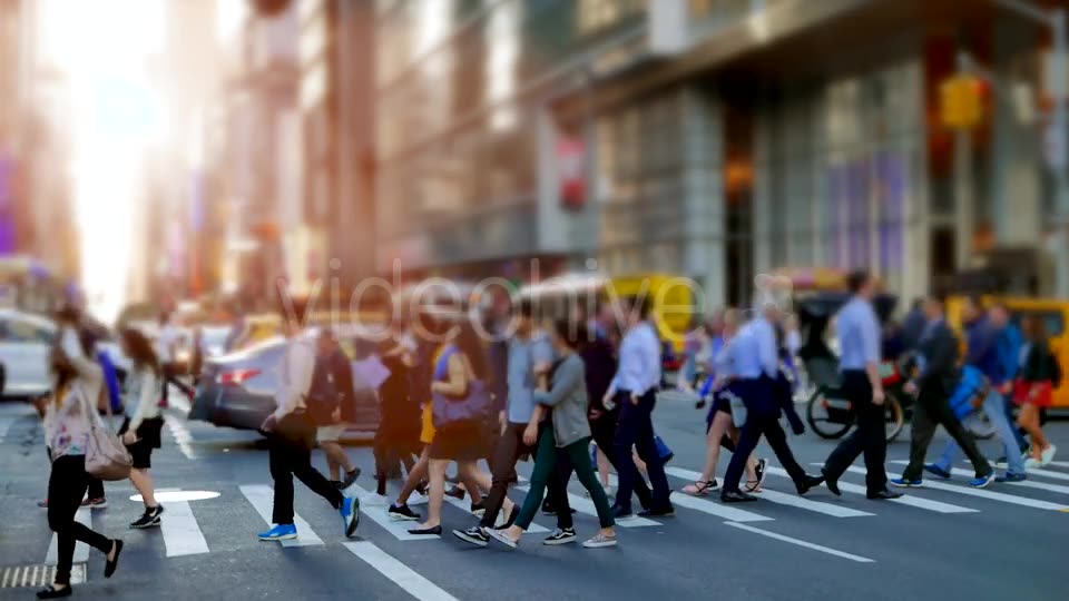 Crowd of People Walking on Busy City Street at Rush Hour Traffic  Videohive 20872689 Stock Footage Image 7