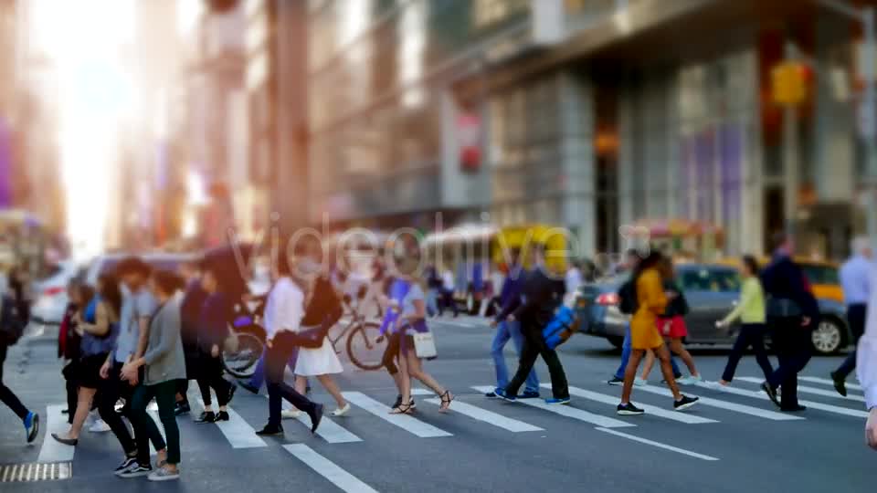 Crowd of People Walking on Busy City Street at Rush Hour Traffic  Videohive 20872689 Stock Footage Image 9