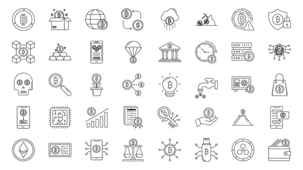 Crypto Currency Line Icons - Download 33982763 Videohive