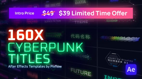 Cyberpunk Titles Lowerthirds and Backgrounds - 29740488 Videohive Download
