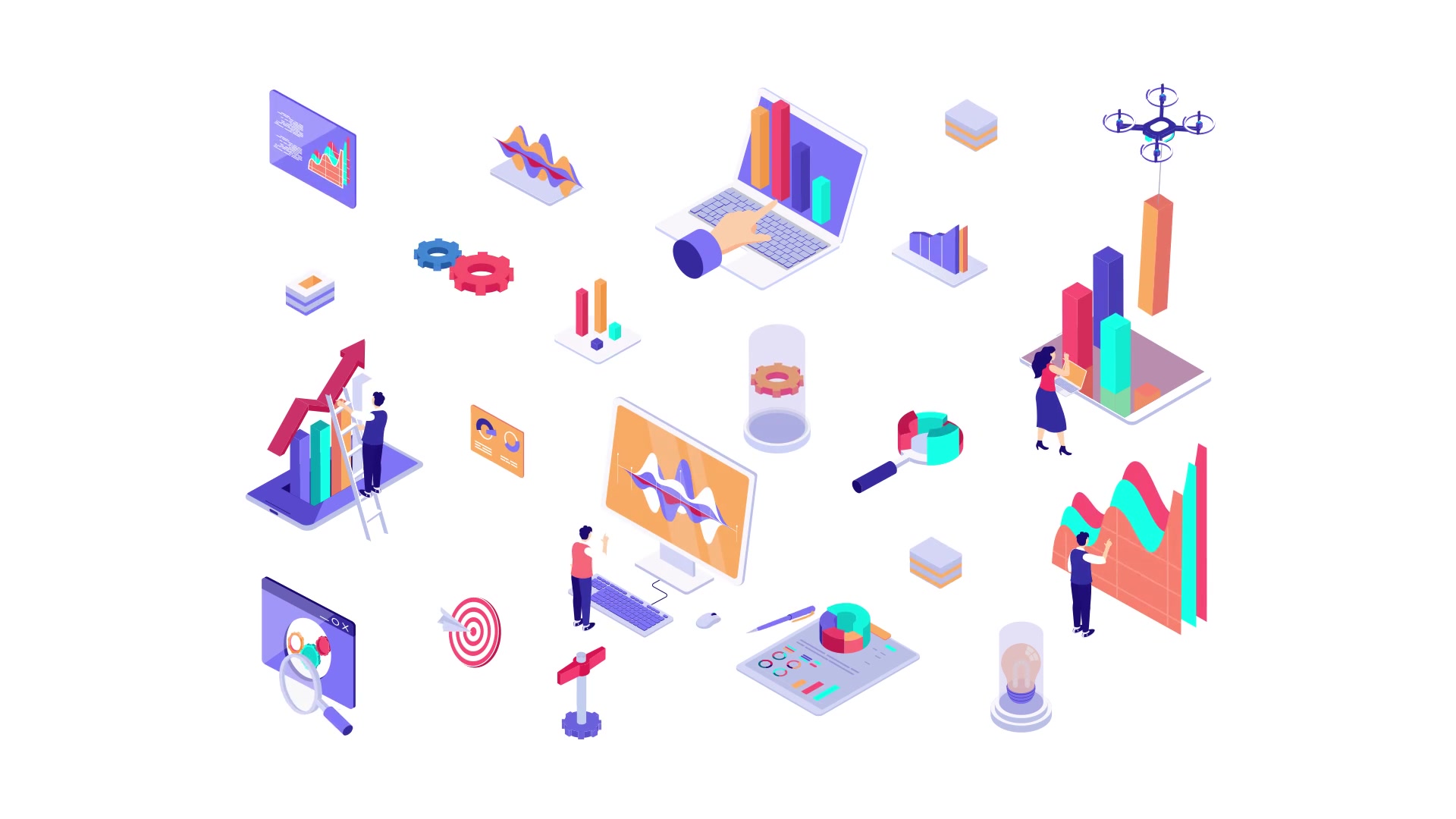 Data analysis Isometric Icons Videohive 36117658 After Effects Image 6