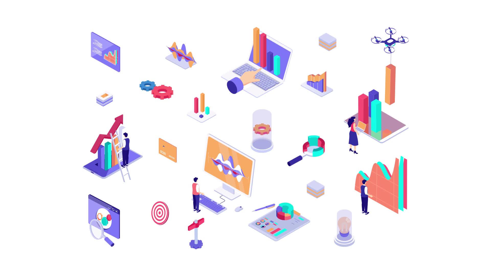 Data analysis Isometric Icons Videohive 36117658 After Effects Image 8