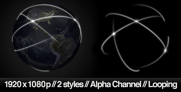 Data Communication Around Globe at Night 2 Styles - Download Videohive 3452879