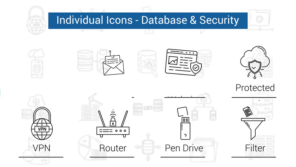 Database & Security Line Icons Videohive 33970713 After Effects Image 11