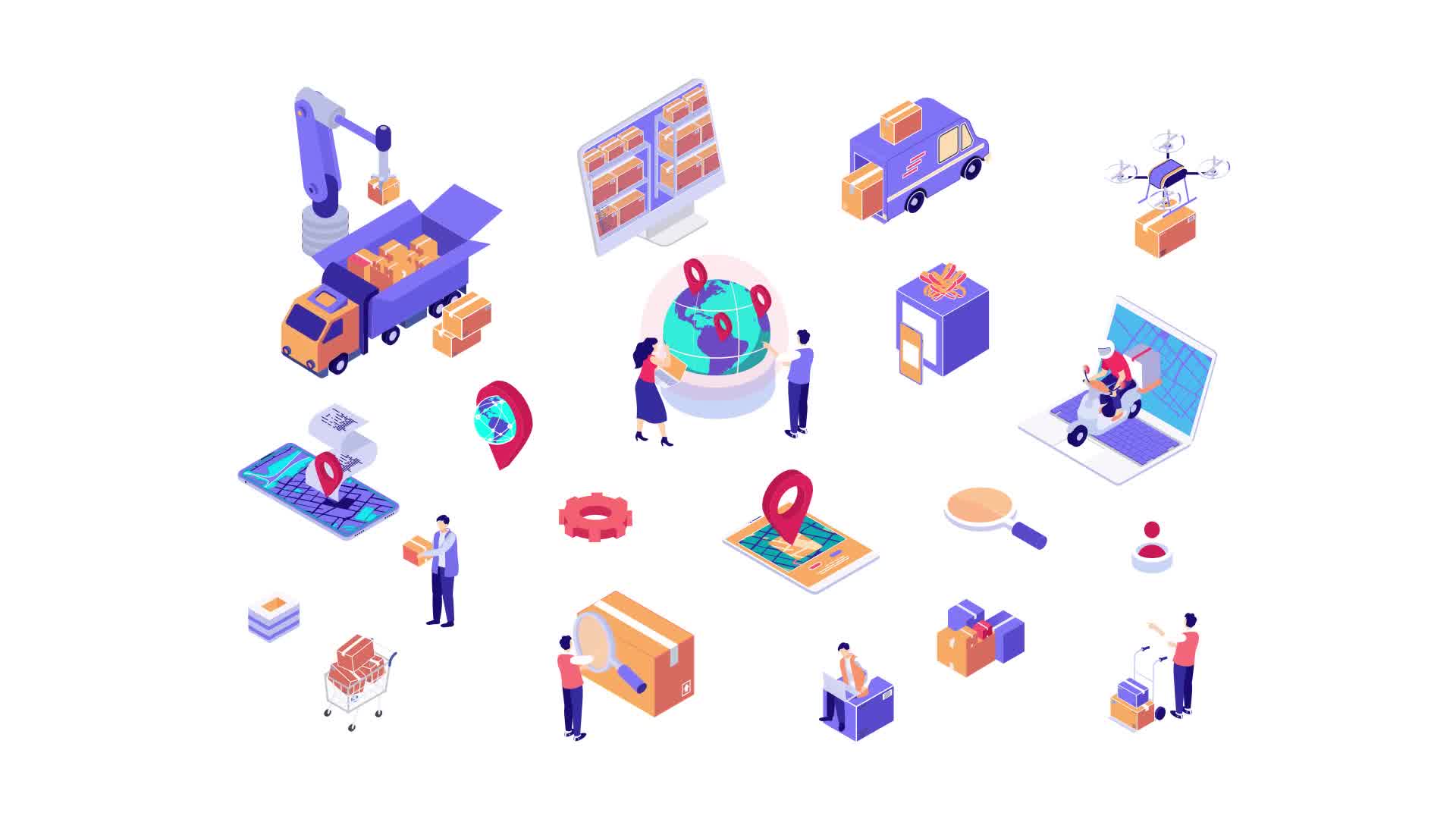 Delivery Isometric Icons Videohive 36117697 After Effects Image 10