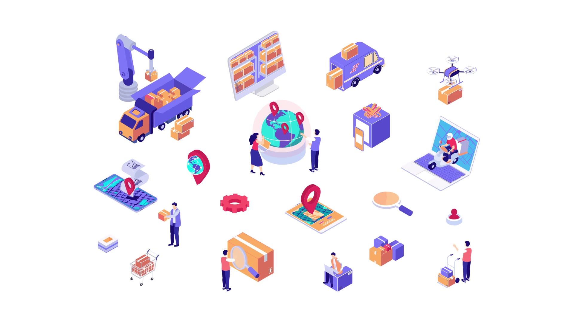 Delivery Isometric Icons Videohive 36117697 After Effects Image 6