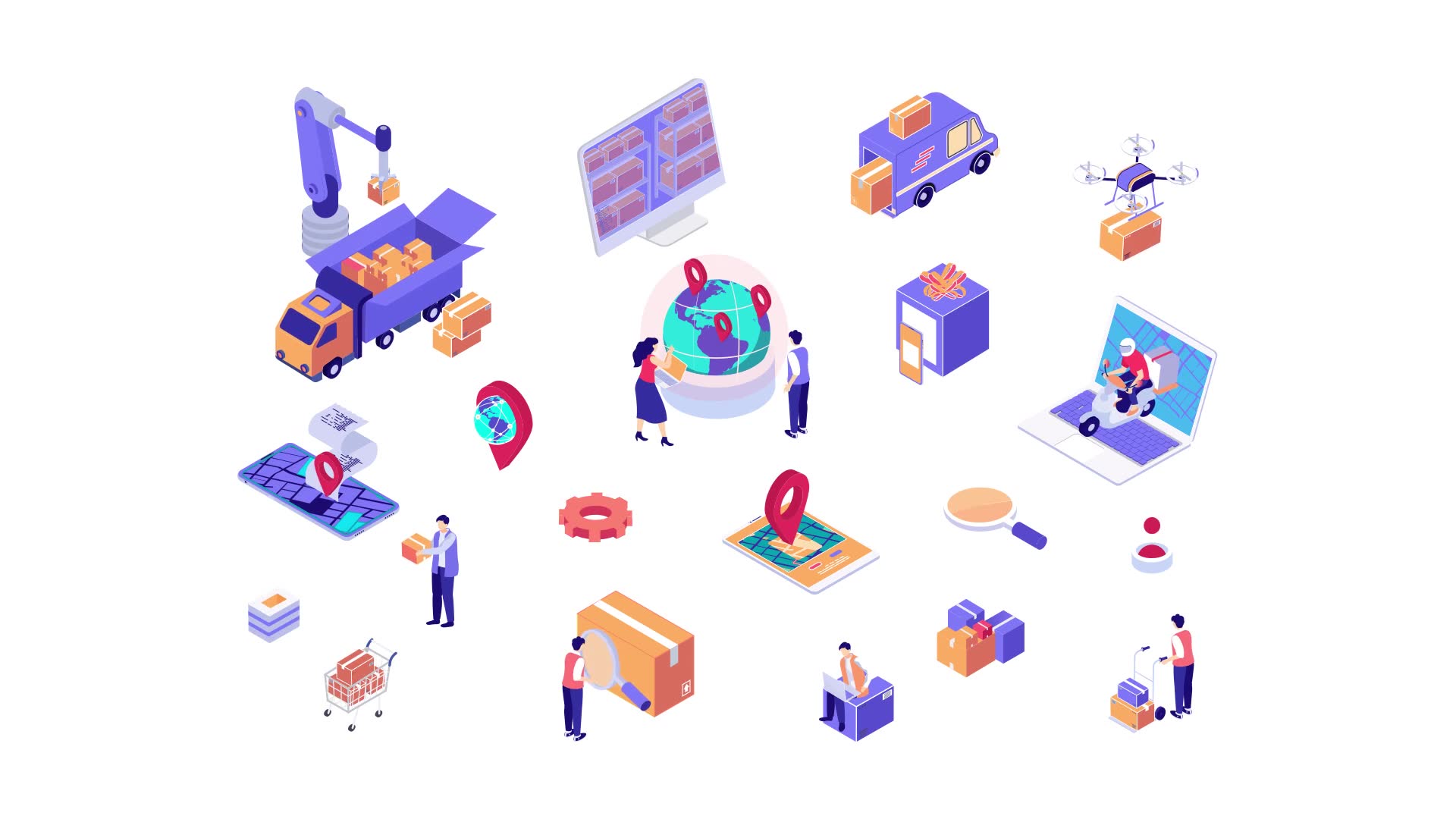Delivery Isometric Icons Videohive 36117697 After Effects Image 7