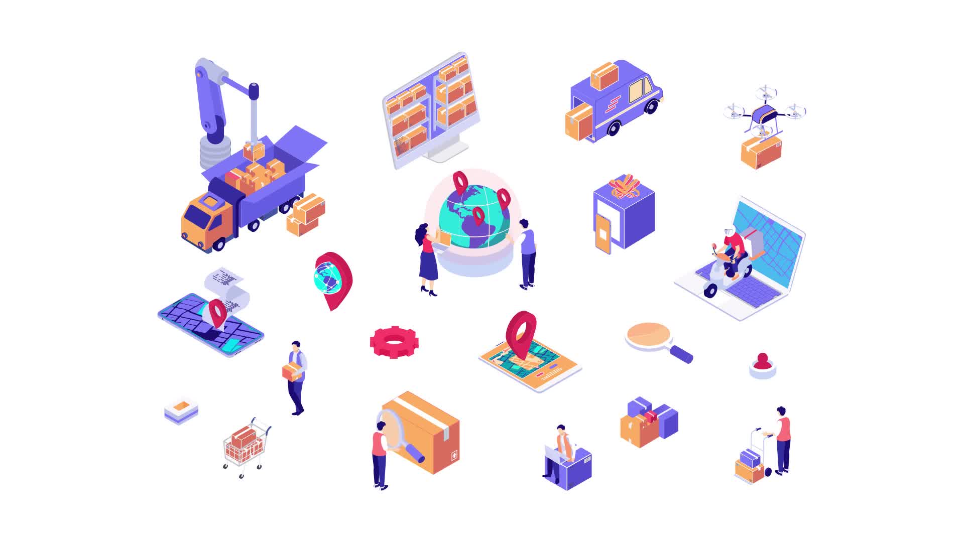 Delivery Isometric Icons Videohive 36117697 After Effects Image 9
