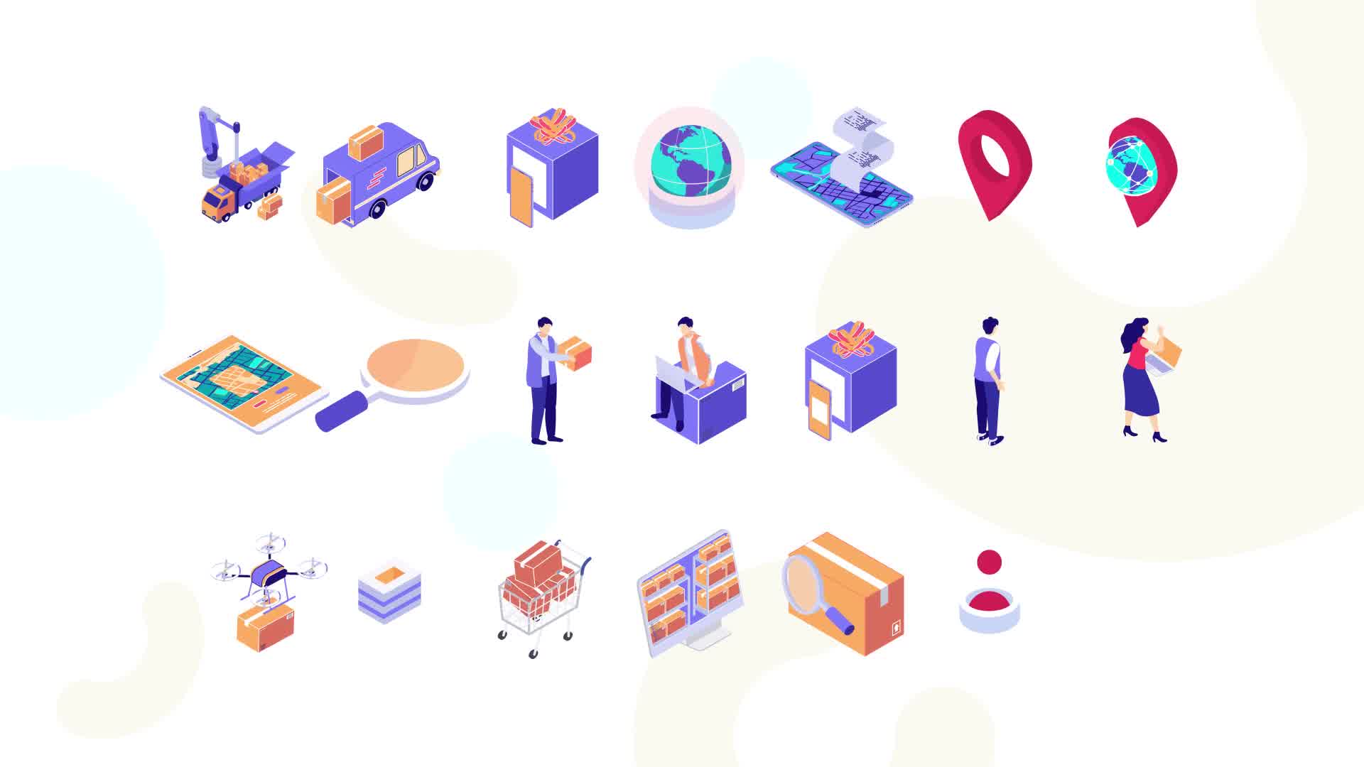 Delivery MOGRT Isometric Icons Videohive 37395262 Premiere Pro Image 10
