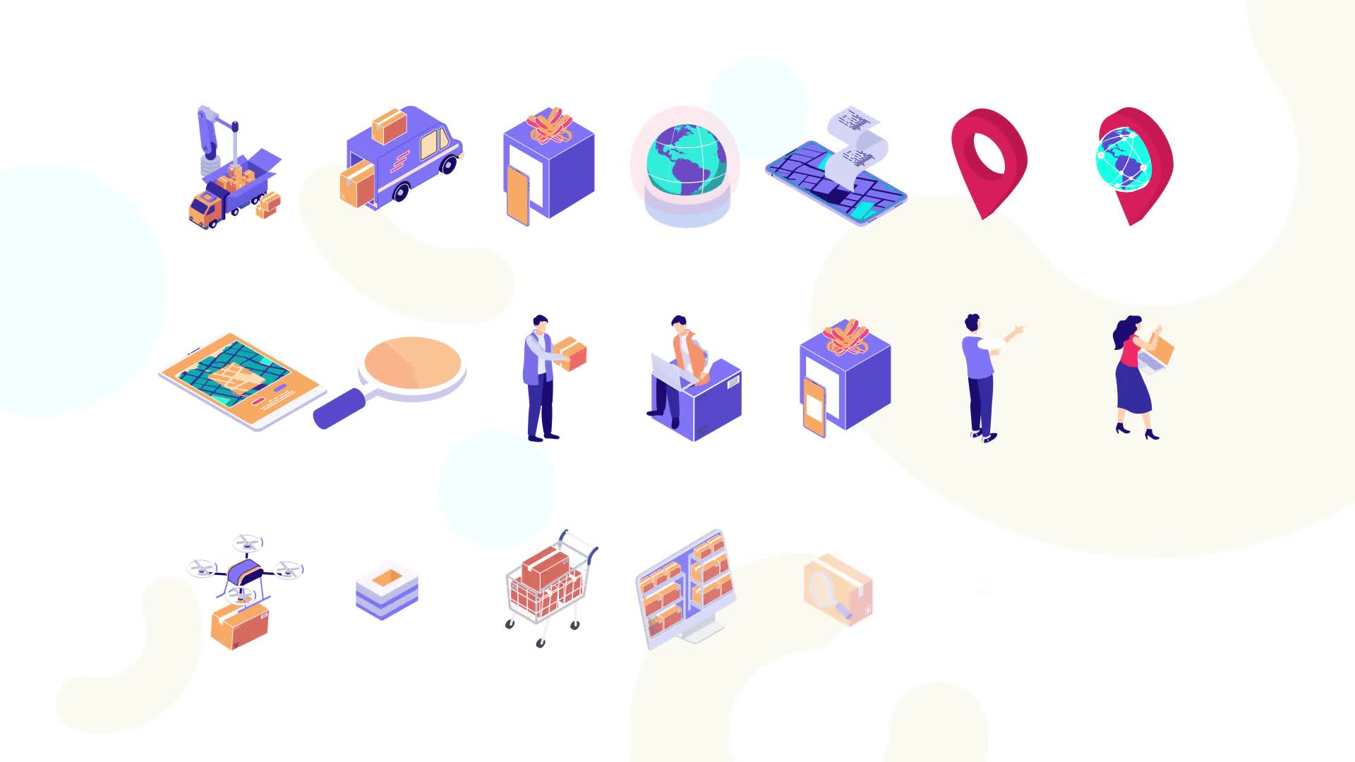 Delivery MOGRT Isometric Icons Videohive 37395262 Premiere Pro Image 8