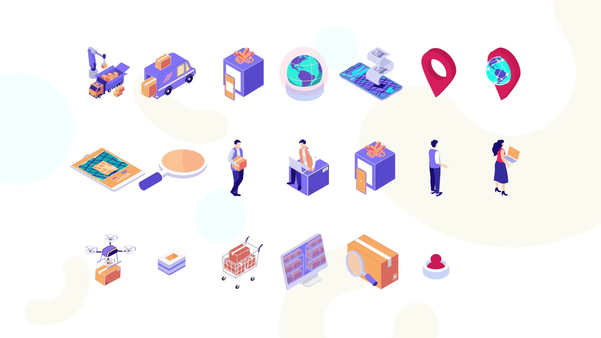 Delivery MOGRT Isometric Icons Videohive 37395262 Premiere Pro Image 9