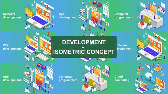 Digital Development Isometric Concept - 23624150 Download Videohive