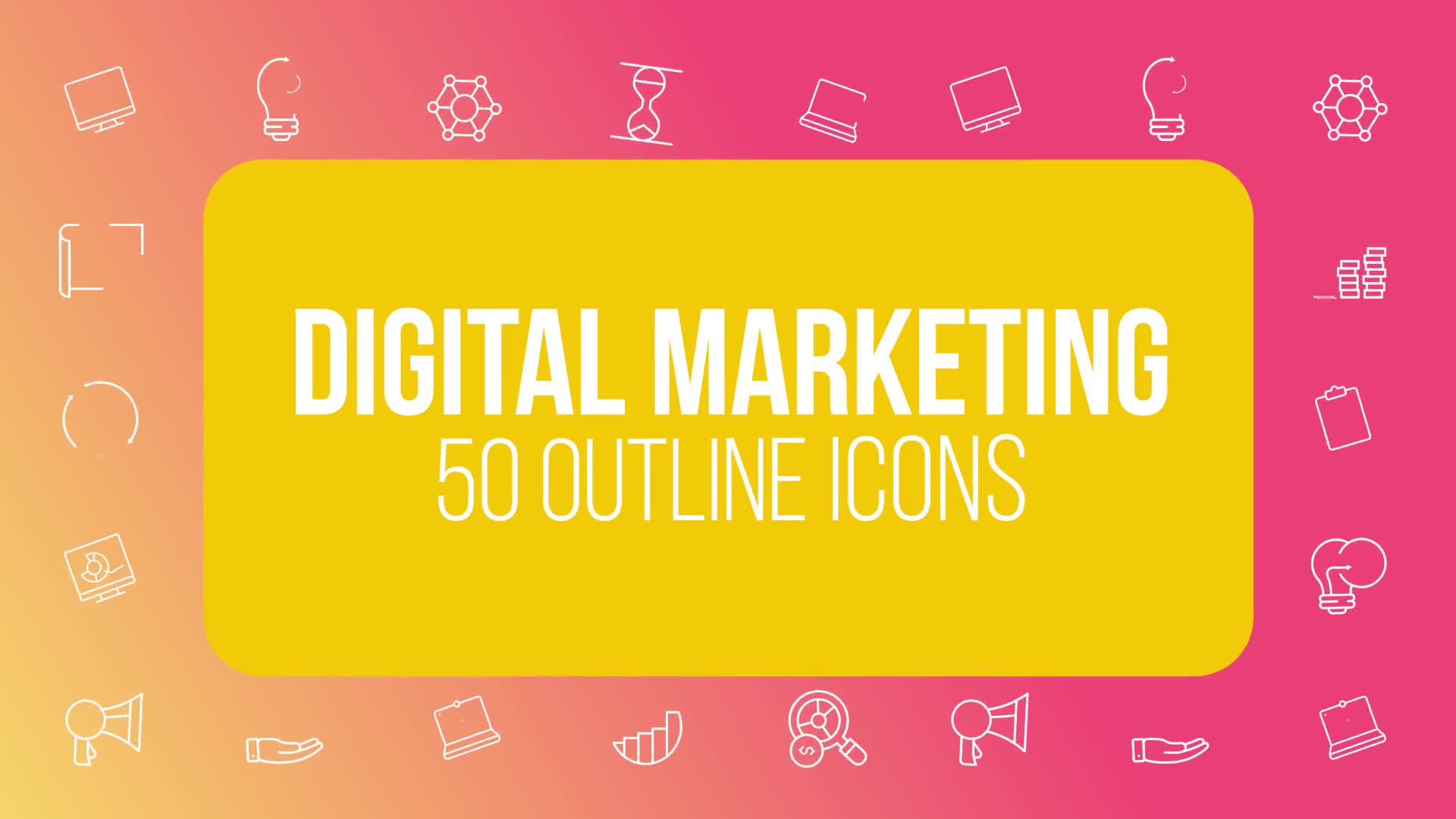 Digital Marketing 50 Thin Line Icons - Download Videohive 23150997