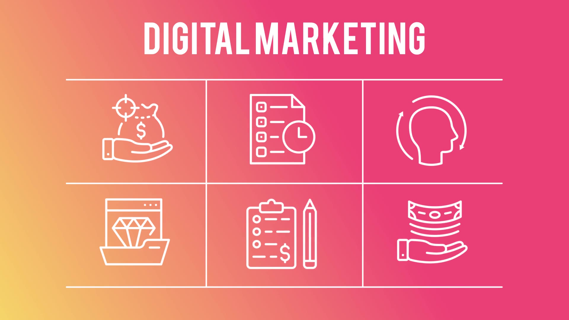 Digital Marketing 50 Thin Line Icons - Download Videohive 23150997