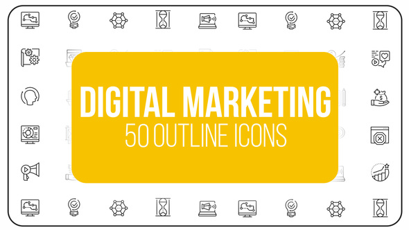 Digital Marketing 50 Thin Line Icons - Download Videohive 23150997