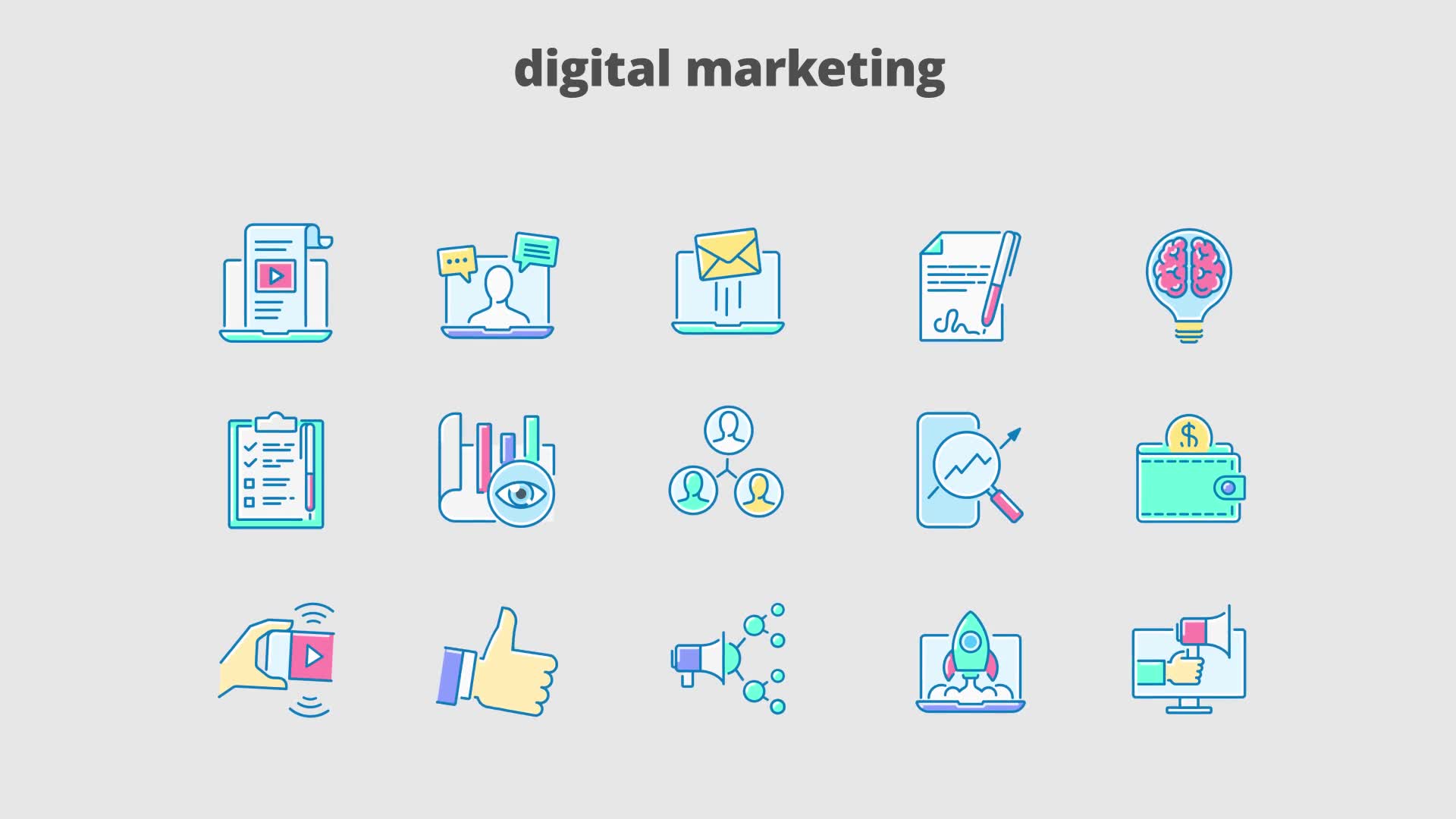 Digital Marketing Filled Outline Animated Icons Videohive 29648116 After Effects Image 10