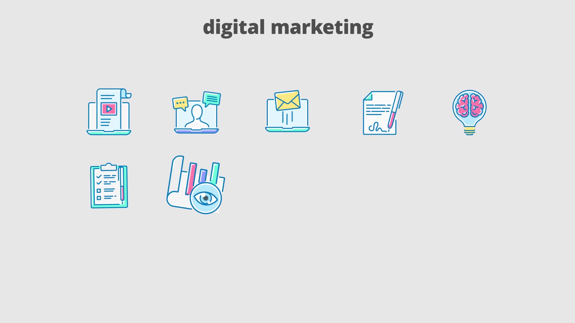 Digital Marketing Filled Outline Animated Icons Videohive 29648116 After Effects Image 5