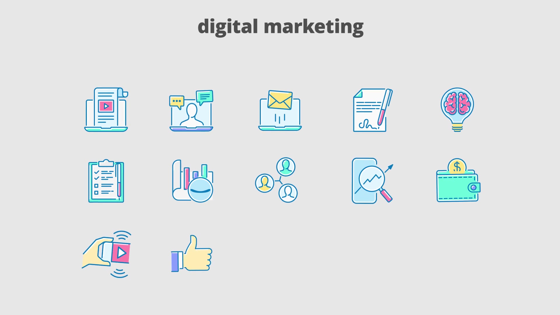 Digital Marketing Filled Outline Animated Icons Videohive 29648116 After Effects Image 6