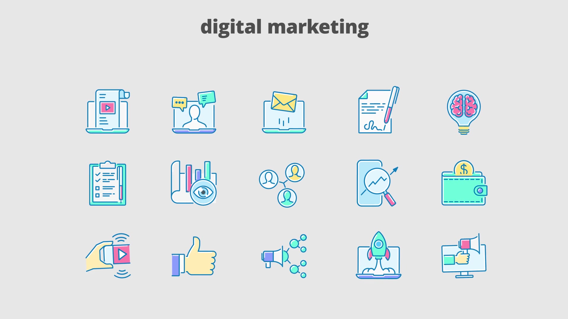Digital Marketing Filled Outline Animated Icons Videohive 29648116 After Effects Image 7