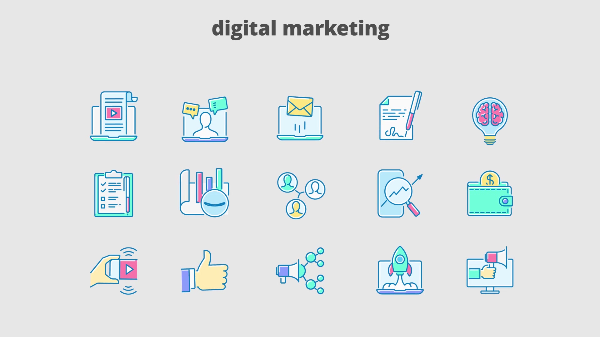 Digital Marketing Filled Outline Animated Icons Videohive 29648116 After Effects Image 8