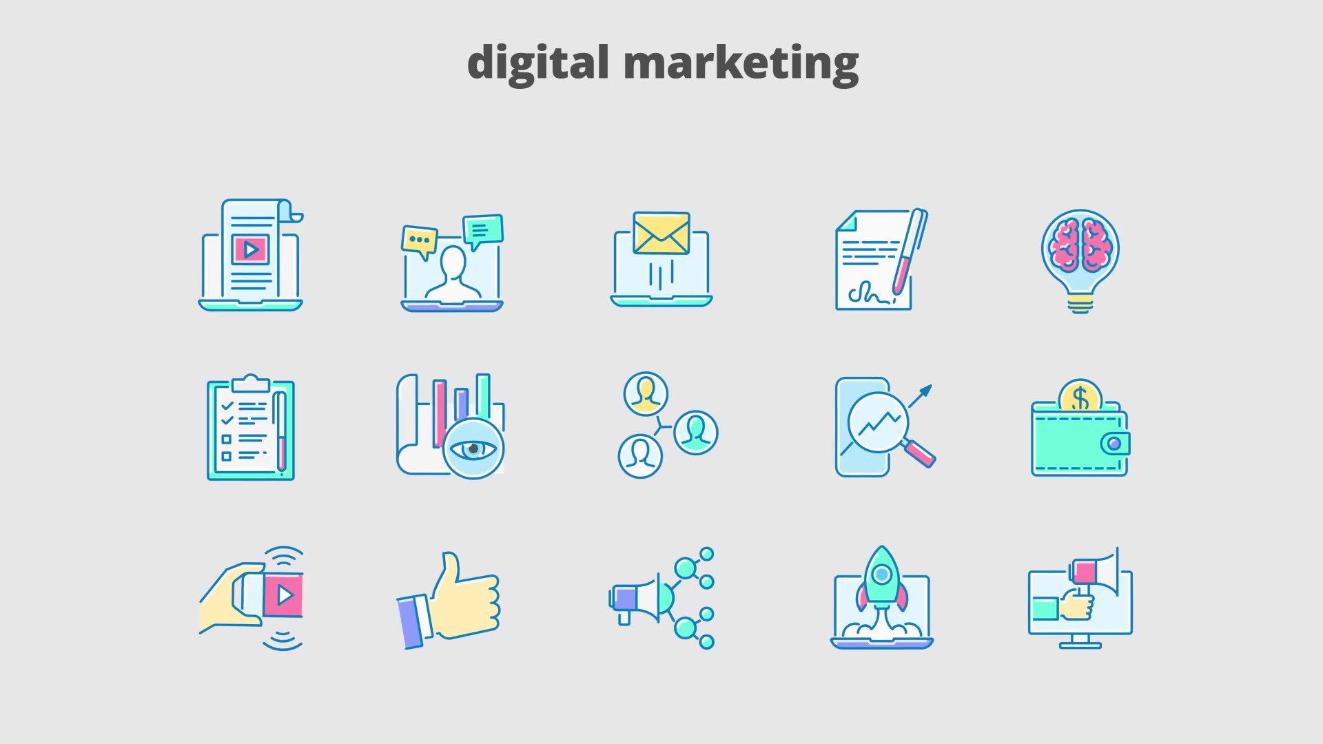 Digital Marketing Filled Outline Animated Icons Videohive 29648116 After Effects Image 9