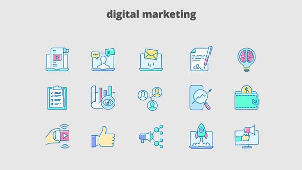 Digital Marketing Filled Outline Animated Icons - Download 29648116 Videohive