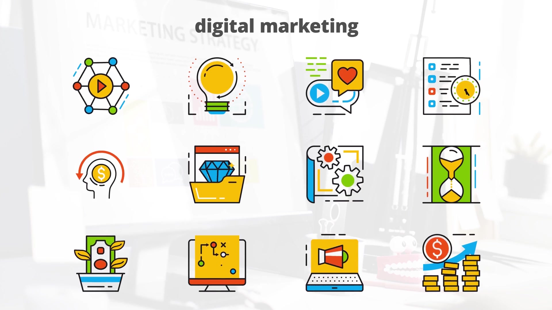 Digital Marketing Flat Animated Icons Videohive 24429423 After Effects Image 4
