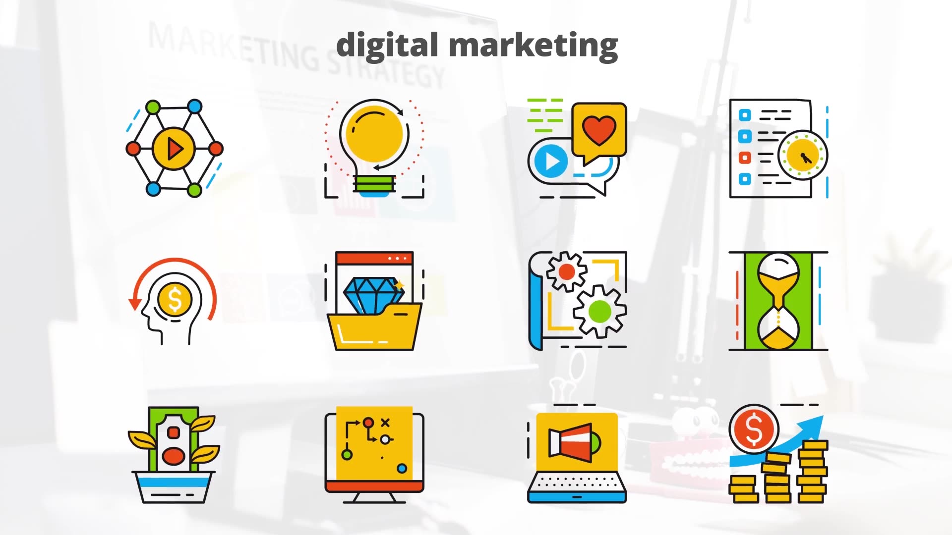 Digital Marketing Flat Animated Icons Videohive 24429423 After Effects Image 6