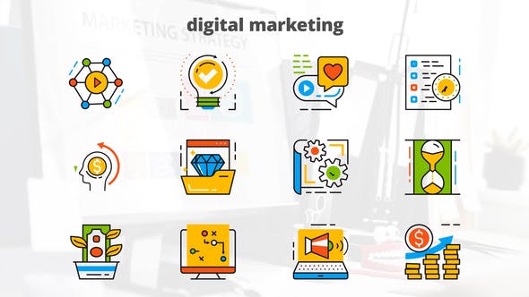 Digital Marketing Flat Animated Icons - 24429423 Download Videohive
