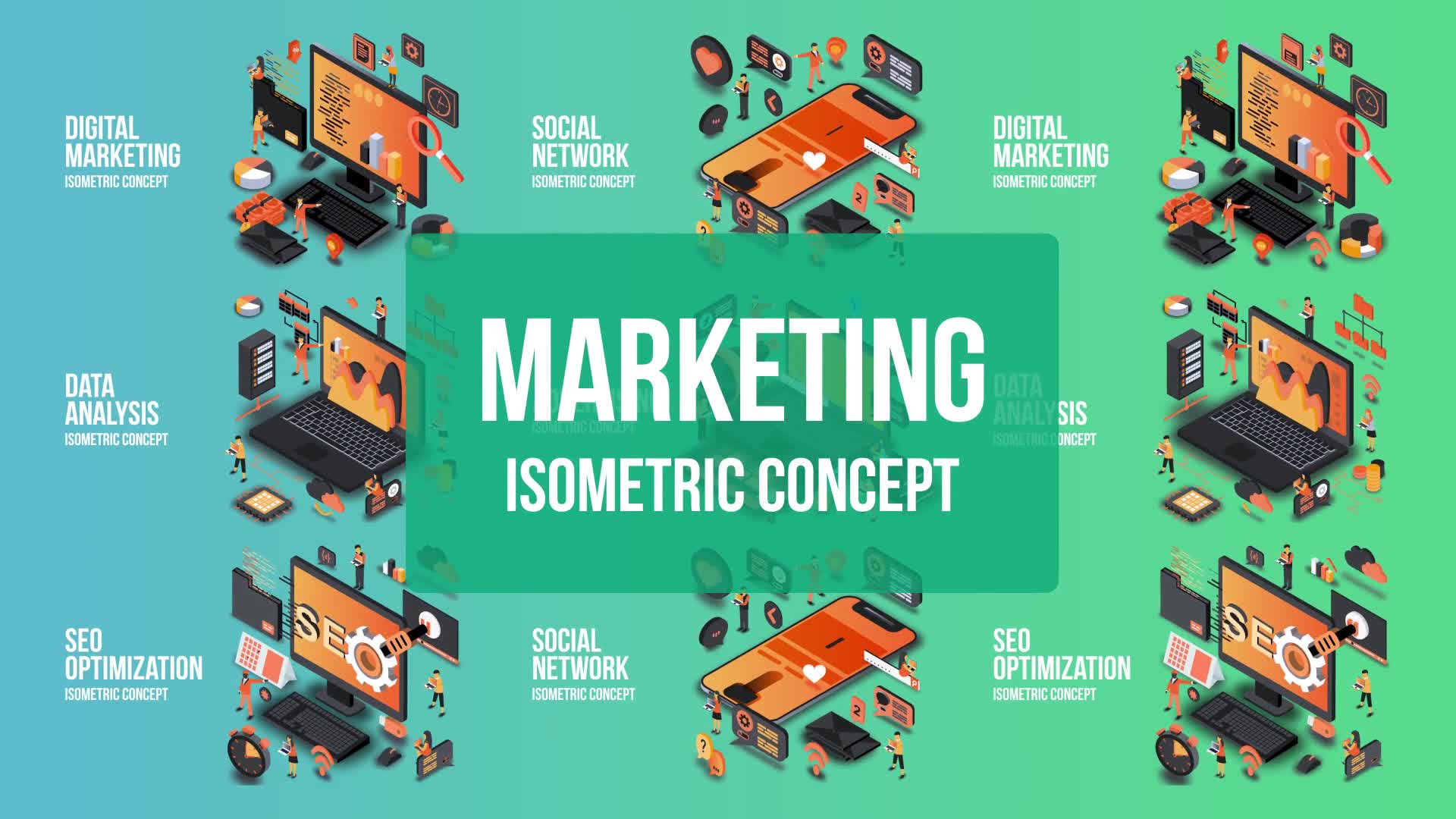 Digital Marketing Isometric Concept Videohive 25076882 After Effects Image 1