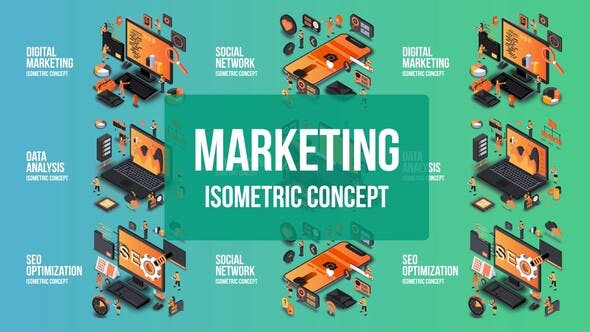 Digital Marketing Isometric Concept - 25076882 Videohive Download