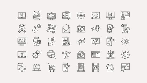 Digital Marketing Line Icons - 33956167 Download Videohive