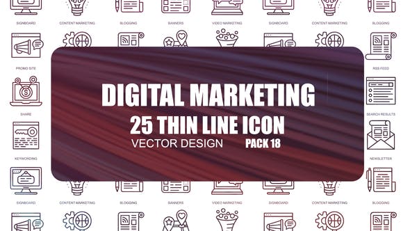 Digital Marketing – Thin Line Icons - Videohive 23595940 Download