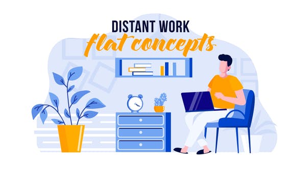 Distant work Flat Concept - Videohive Download 31441136