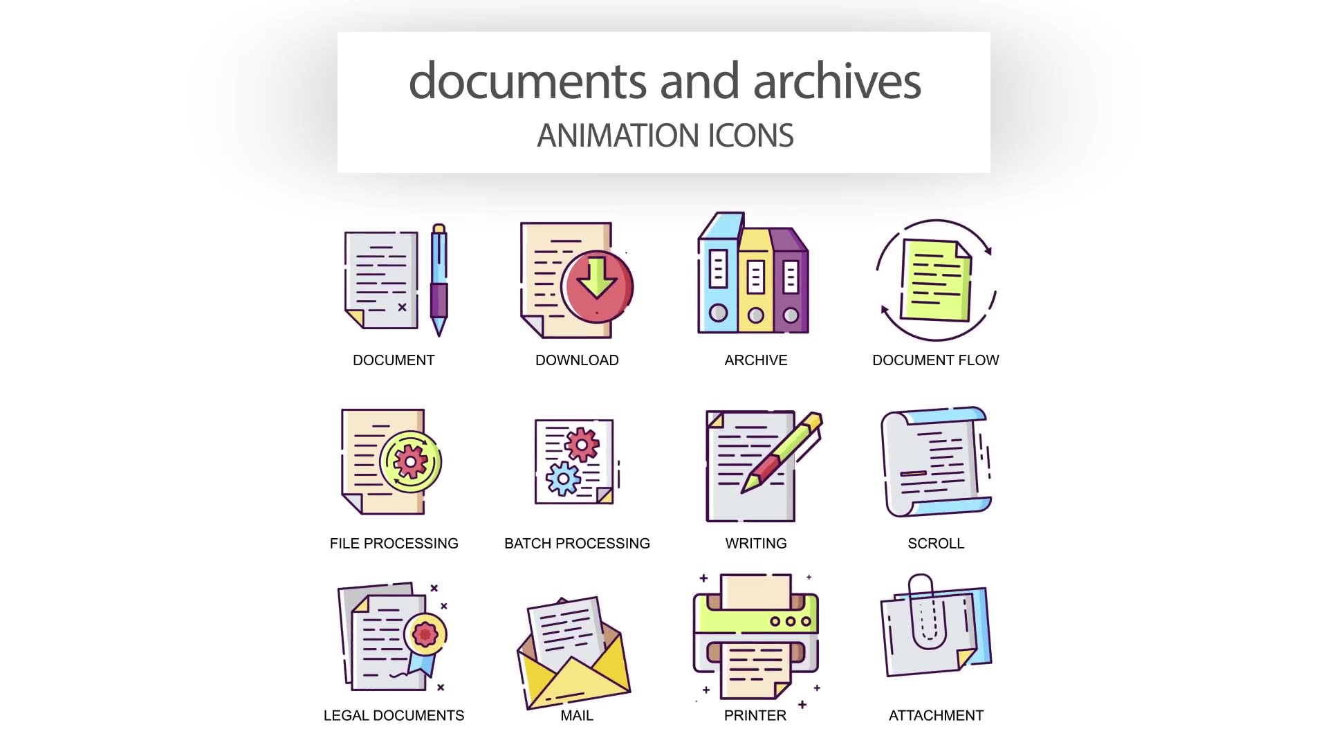 Documents & Achives Animation Icons Videohive 31339406 After Effects Image 6