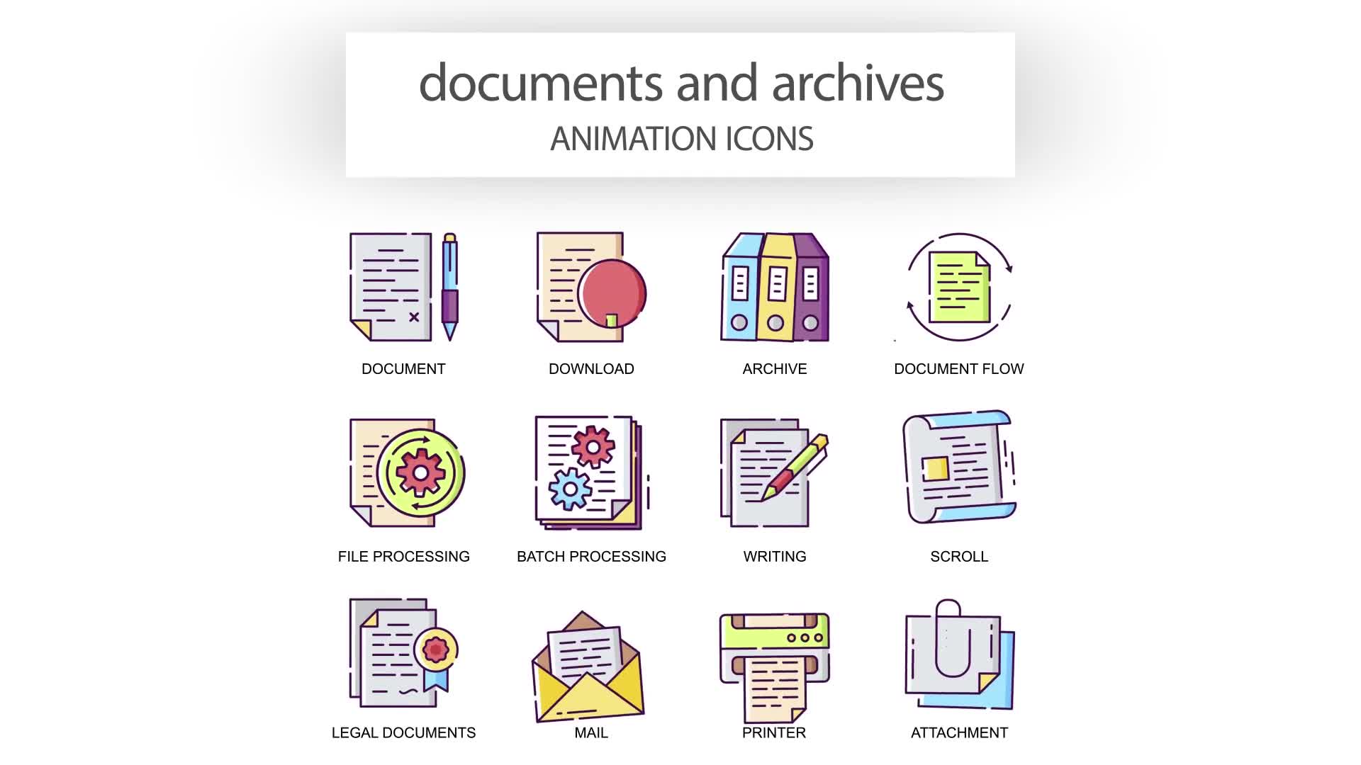 Documents & Achives Animation Icons Videohive 31339406 After Effects Image 8