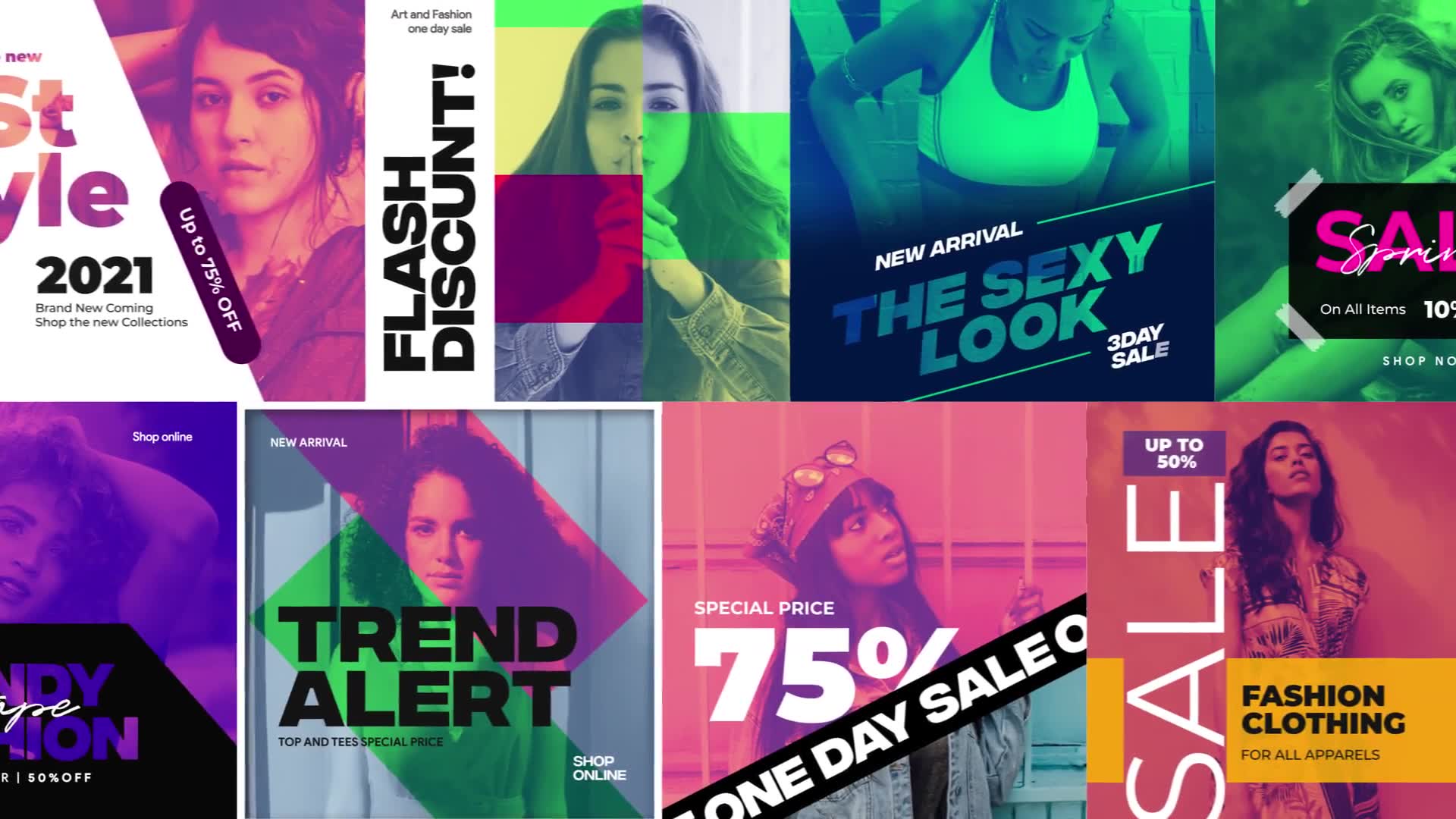 Duotone Instagram Fashion Banners / Fashion Stories Videohive 31462873 After Effects Image 2