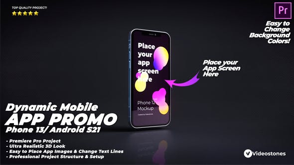 Dynamic Mobile App Promo Phone 13 Android 3d Mobile App Demo Presentation Premiere Pro - Videohive Download 34108806