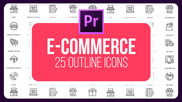 E Commerce 25 Outline Icons - Download Videohive 23194946