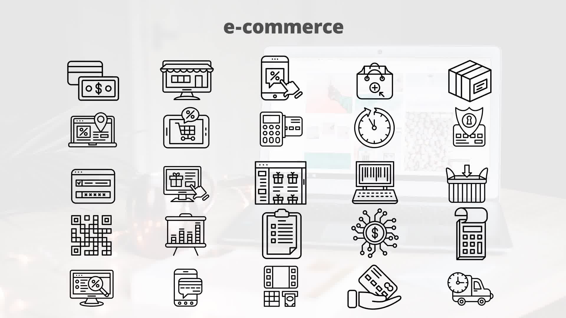 E Commerce – Thin Line Icons Videohive 23595800 After Effects Image 11