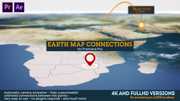 Earth Map Connections for Premiere Pro - Videohive Download 26534397