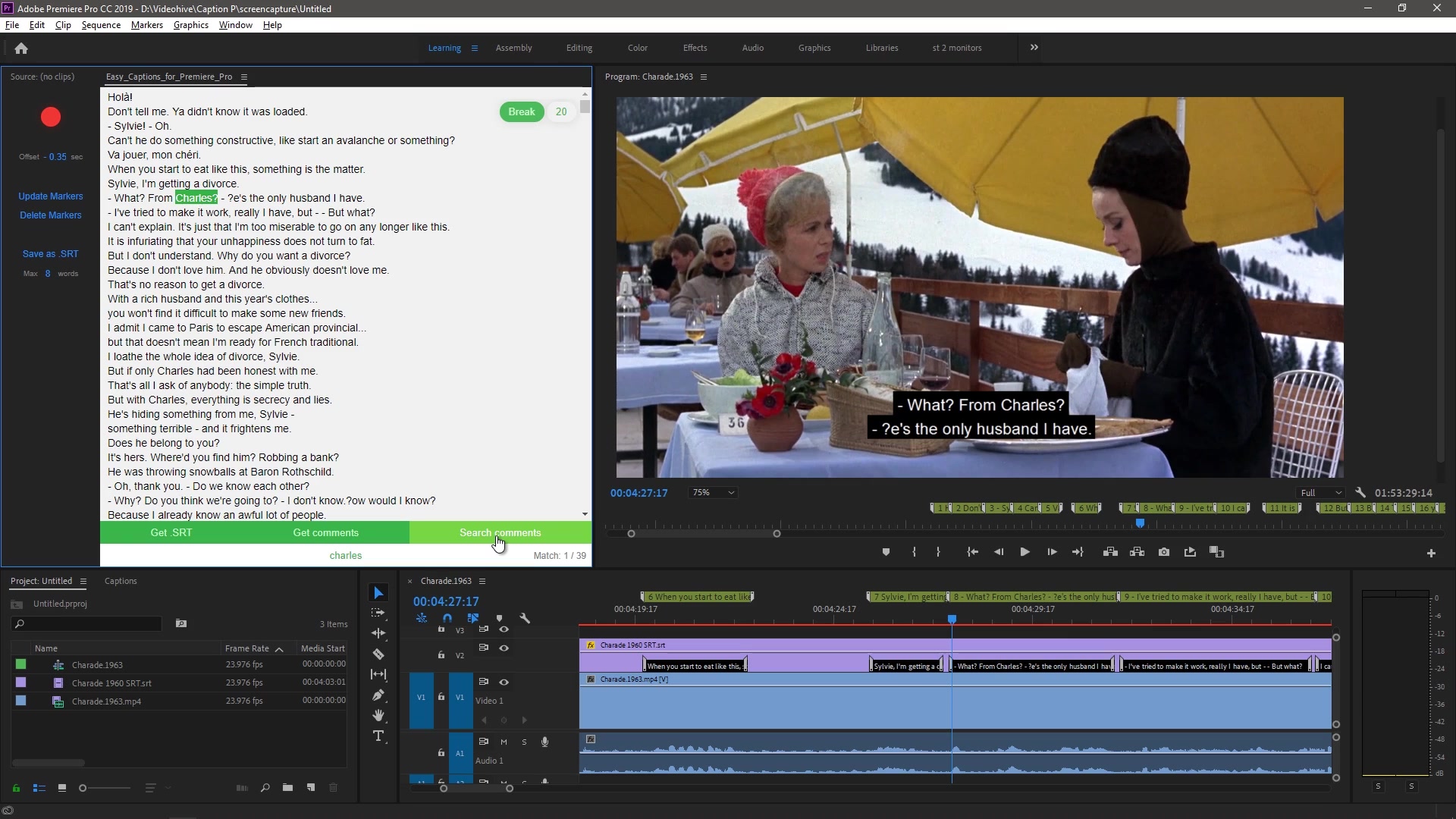 Easy Captions for Premiere Pro Search Edit SRT Files Videohive 25133306 Premiere Pro Image 7