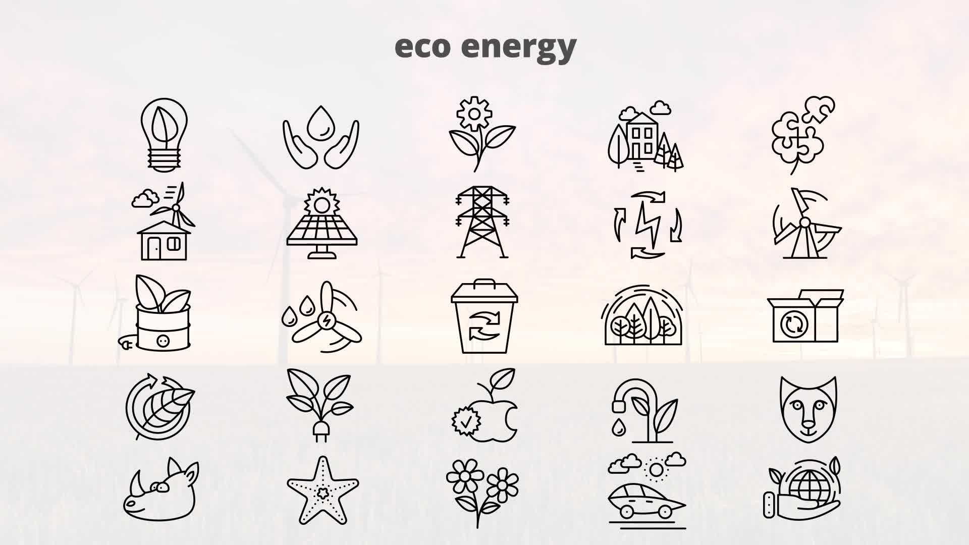 Eco Energy – Thin Line Icons Videohive 23595945 After Effects Image 10