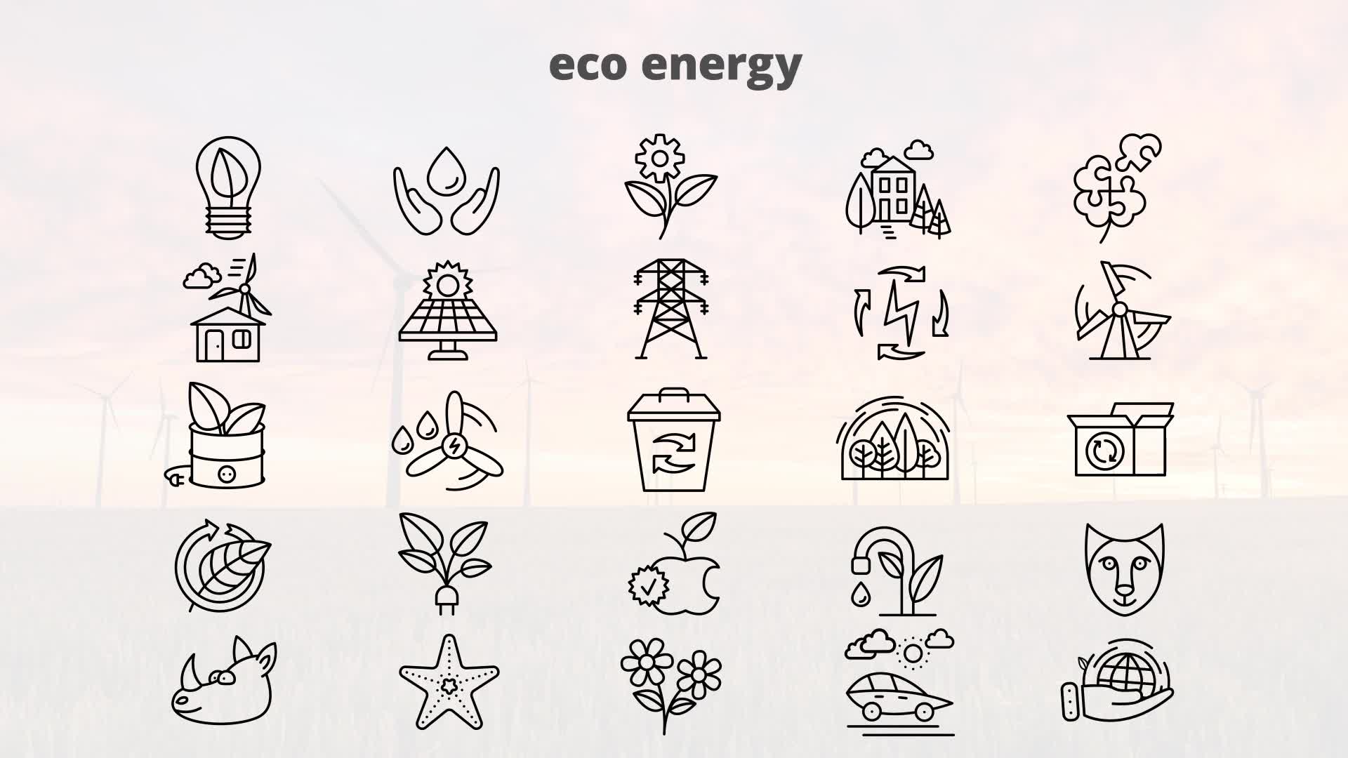 Eco Energy – Thin Line Icons Videohive 23595945 After Effects Image 9